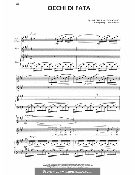 Occhi di fata: Klavierauszug mit Singstimmen by Luigi Denza