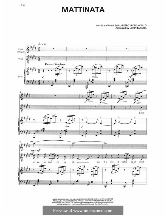 Mattinata: For voice and piano (Andrea Bocelli) by Ruggero Leoncavallo