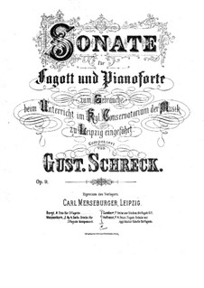 Sonate für Fagott und Klavier, Op.9: Partitur by Gustav Schreck