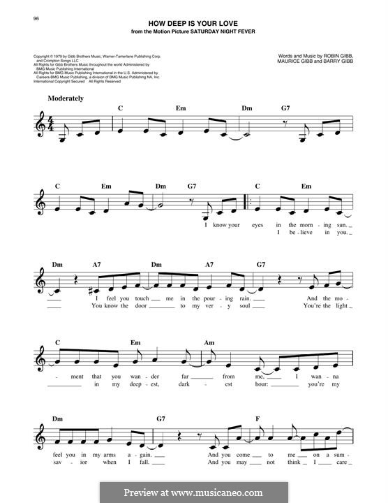 How Deep Is Your Love (The Bee Gees): Melodische Linie by Barry Gibb, Maurice Gibb, Robin Gibb
