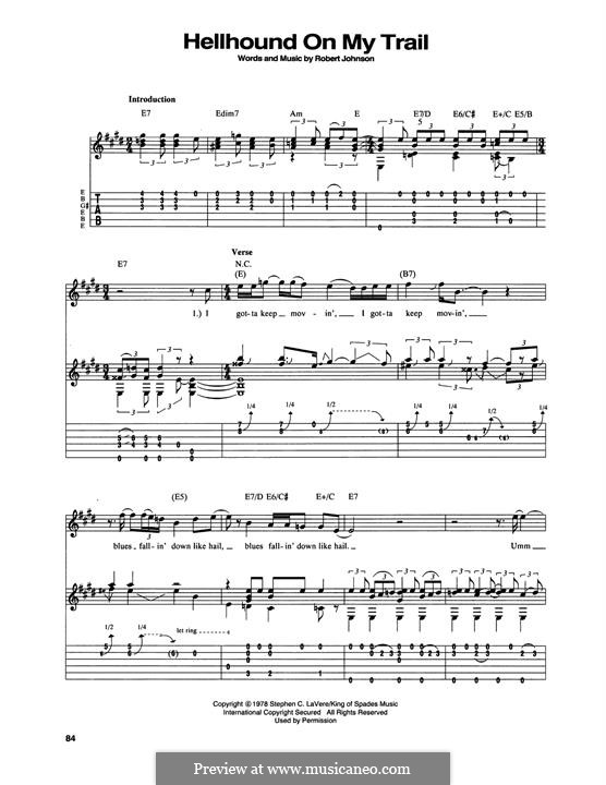 Hell Hound on My Trail (Eric Clapton): Für Gitarre by Robert Leroy Johnson