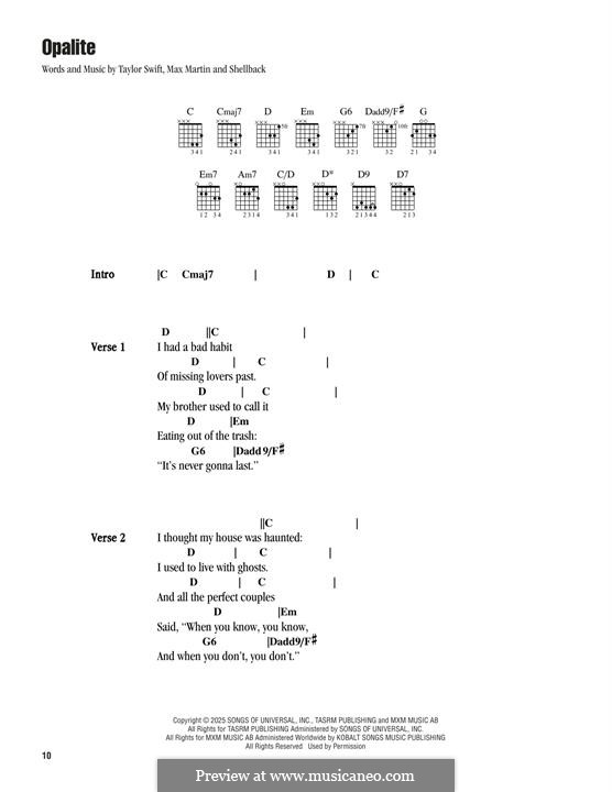 Shellback Music Opalite (Taylor Swift) von Shellback, Max Martin - Noten auf MusicaNeo