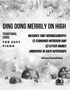 Ding Dong! Merrily on High: For easy piano sheet music combo by folklore