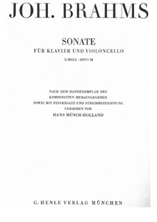 Sonate für Cello und Klavier Nr.1 in e-Moll, Op.38: Partitur by Johannes Brahms