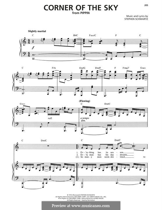 Corner of the Sky (from Pippin): Für Stimme und Klavier by Stephen Schwartz