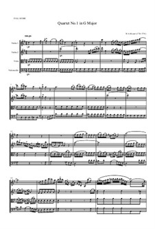 Streichquartett Nr.1 in G-Dur, K.80/73f: Partitur by Wolfgang Amadeus Mozart