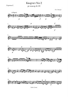 Streichquartett Nr.2 in D-Dur, K.155: Violinstimme II by Wolfgang Amadeus Mozart