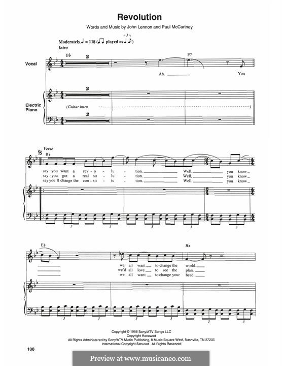 Revolution (The Beatles): Für Stimme und Klavier by John Lennon, Paul McCartney