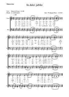 In dulci jubilo (In süsser Freude): Männerchor by Unknown (works before 1850)