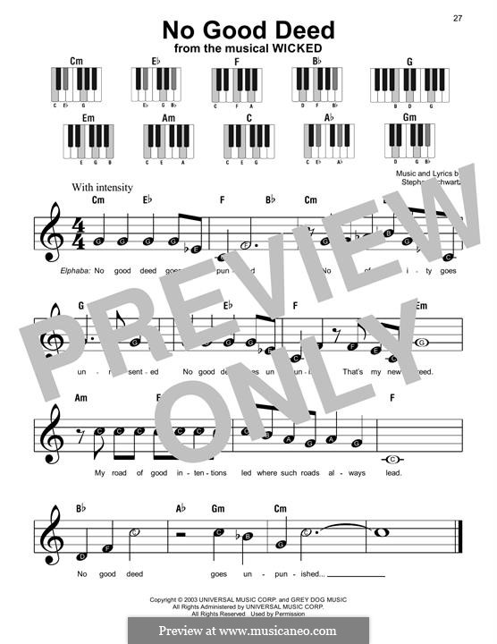 No Good Deed (from Wicked): Für Klavier by Stephen Schwartz