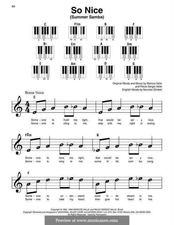 So Nice (Summer Samba): Für Klavier by Marcos Valle, Paulo Sergio Valle