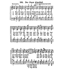 Sechs Lieder für Männerchor, Op.50: Nr.2 Der Jäger Abschied by Felix Mendelssohn-Bartholdy