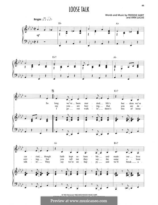 Loose Talk (Patsy Cline): Für Stimme und Klavier by Ann Lucas, Freddie Hart