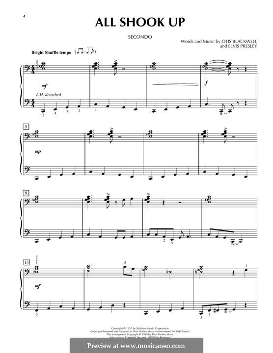 All Shook Up: Für Klavier, vierhändig by Elvis Presley, Otis Blackwell