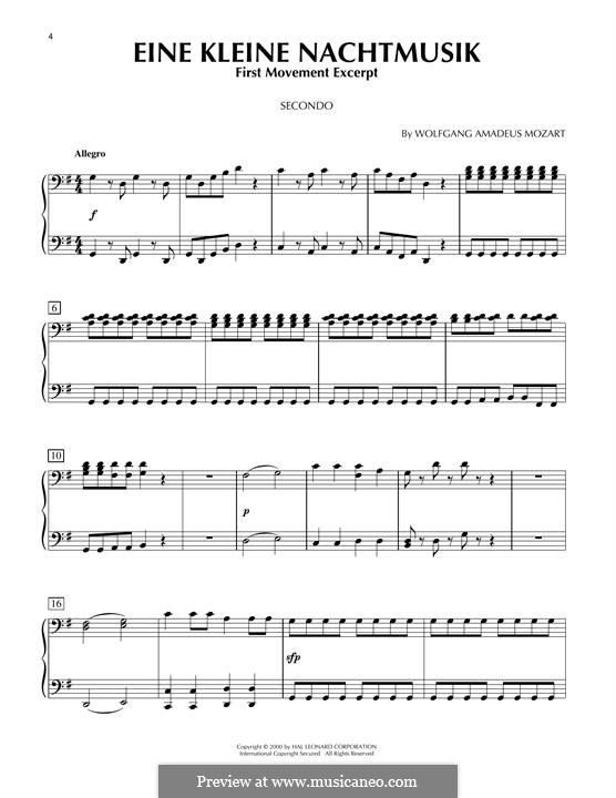 Allegro, for piano: Excerpt by Wolfgang Amadeus Mozart