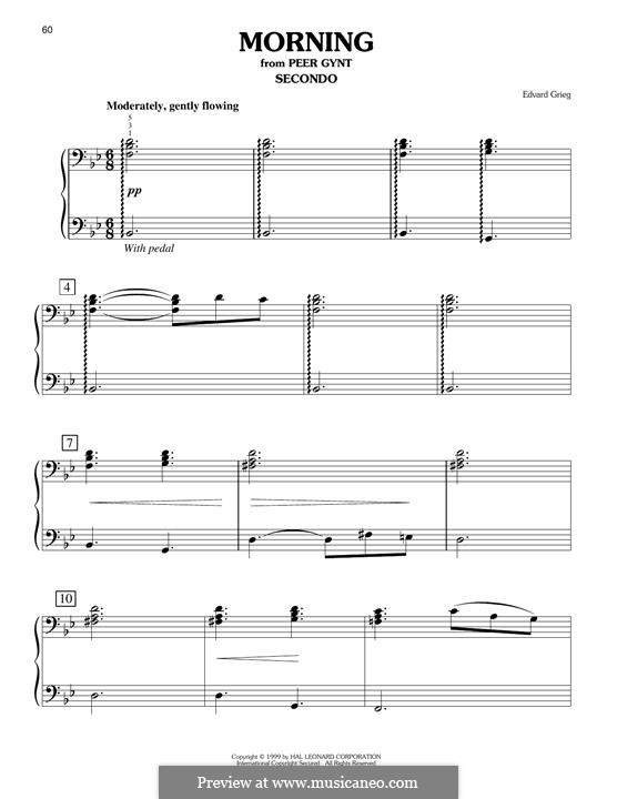 Suite Nr.1. Morgenstimmung, Op.46 No.1: Für Klavier, vierhändig by Edvard Grieg