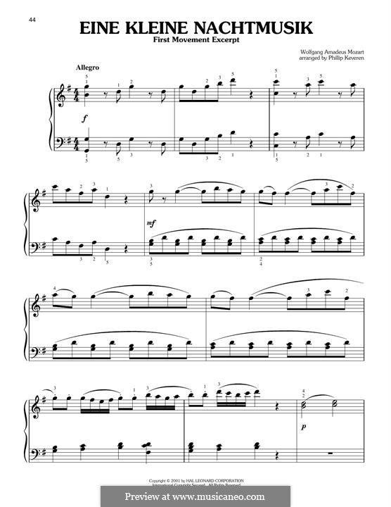 Allegro, for piano: Excerpt by Wolfgang Amadeus Mozart