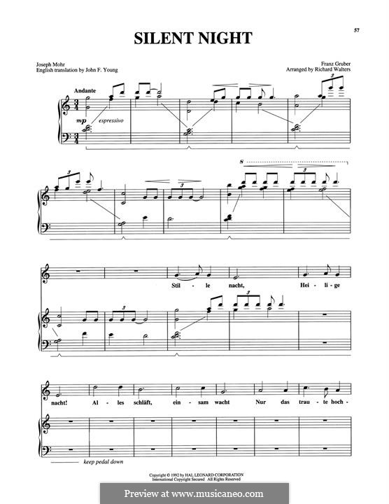Vocal version: For voice and piano (Susan Boyle) by Franz Xaver Gruber