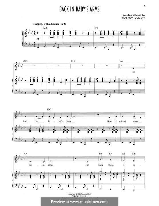 Back in Baby's Arms (Patsy Cline): Für Stimme und Klavier by Bob Montgomery
