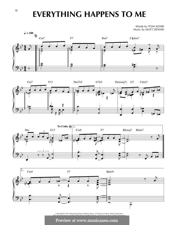 Everything Happens to Me (Frank Sinatra): Für Klavier by Matt Dennis