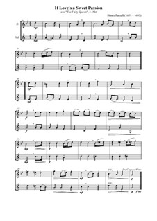 If Love's a Sweet Passion: For flute and bass clarinet by Henry Purcell