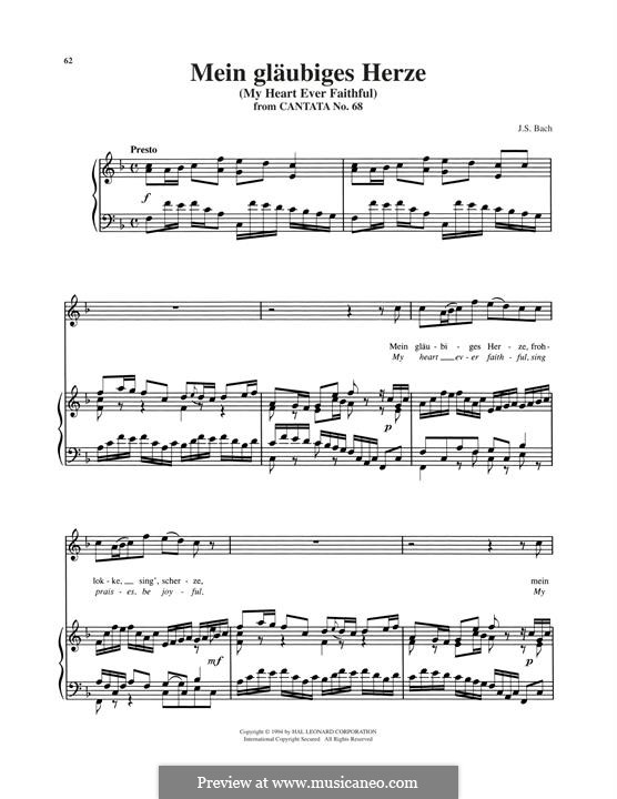 Also hat Gott die Welt geliebt, BWV 68: Mein gläubiges Herze by Johann Sebastian Bach