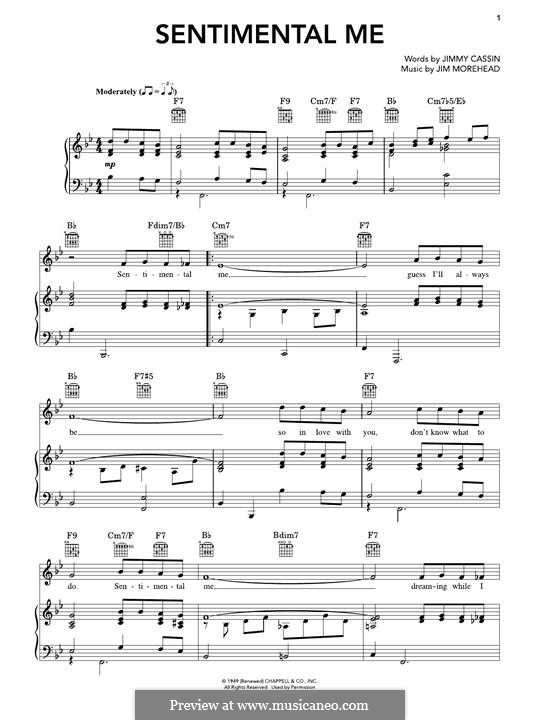 Sentimental Me (Elvis Presley): Für Stimme und Klavier (oder Gitarre) by Jim Morehead, Jimmy Cassin