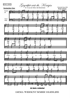 Alte Marienlieder Nr.12, Gegrüsset seist du, Königin, Op.259: Für gemischter Chor by folklore