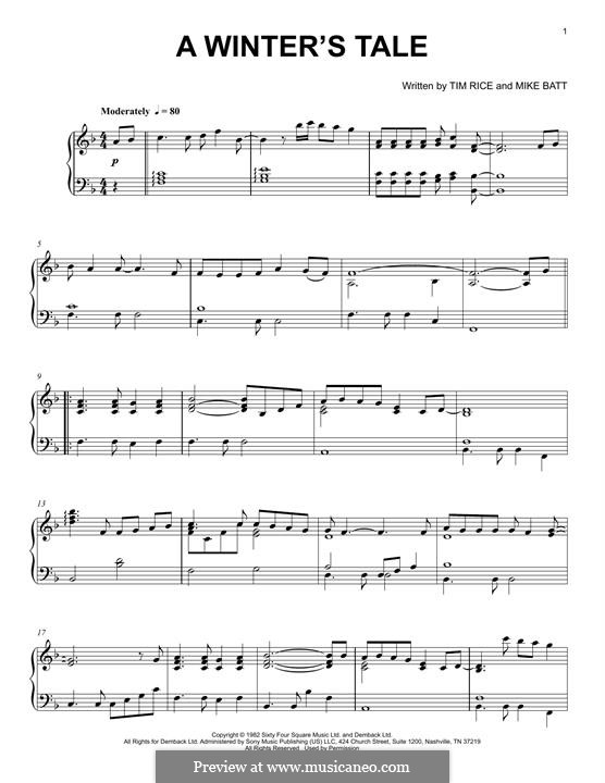 A Winter's Tale (David Essex): Für Klavier by Mike Batt