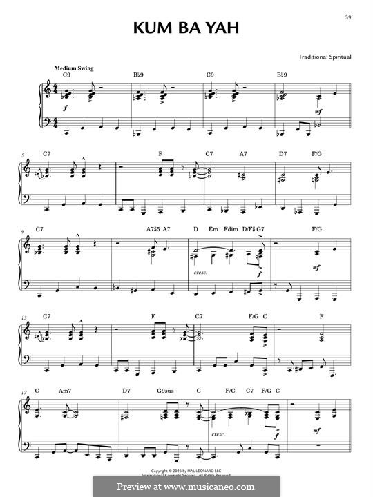 Kumbaya my Lord: Für Klavier (jazz version) by folklore