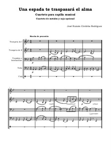 Und deine eigene Seele wird ein Schwert durchdringen: Cuarteto de metales y caja opcional by José Ramón Córdoba Rodríguez