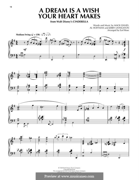 A Dream Is a Wish Your Heart Makes (from Disney's Cinderella): Für Klavier by Al Hoffman, Jerry Livingston, Mack David