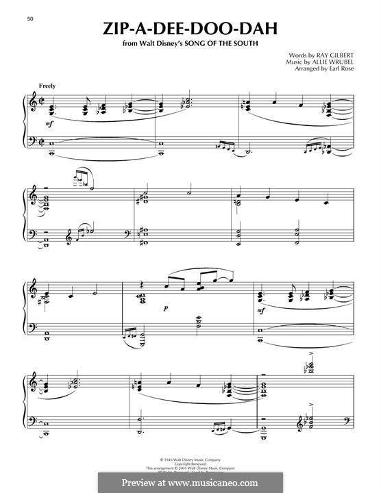 Zip-A-Dee-Doo-Dah: Für Klavier by Allie Wrubel
