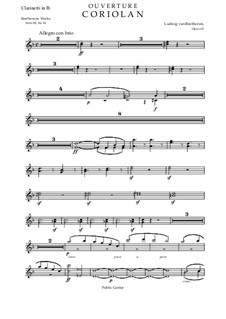 Ouvertüre Coriolan, Op.62: Clarinet in B Part by Ludwig van Beethoven