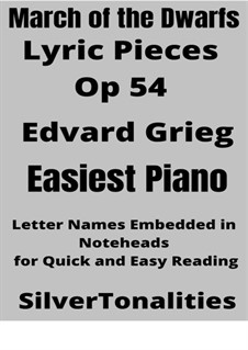Lyrische Stücke, Op.54: No.3 March of the Dwarfs, for easiest elementary piano by Edvard Grieg