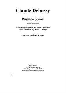 Rodrigue et Chimène: Piano vocal score by Claude Debussy