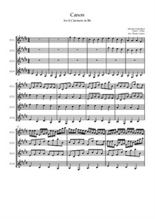Quartet instrument version: For 4 Clarinets in Bb by Johann Pachelbel