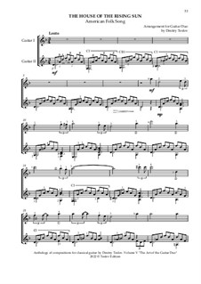 Selected Songs and Dances of the Peoples of the World, a cycle of pieces for guitar duo: The House of the Rising Sun. American Folk Song by folklore