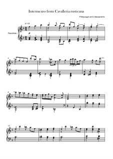 Cavaleria rusticana: Intermezzo, for piano by Pietro Mascagni