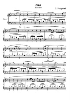 Tre giorni son che Nina: Für Klavier by Giovanni Battista Pergolesi