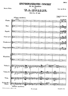 Konzert für Klavier und Orchester Nr.21 in C-Dur, K.467: Teil I by Wolfgang Amadeus Mozart