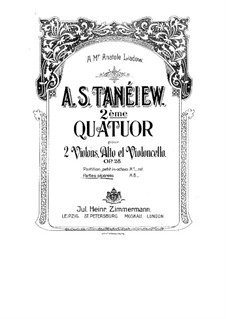 Streichquartett Nr.2 in C-Dur, Op.28: Stimmen by Alexander Tanejew