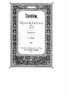 Streichquintett Nr.1 in G-Dur, Op.14: Vollpartitur by Sergei Taneyev