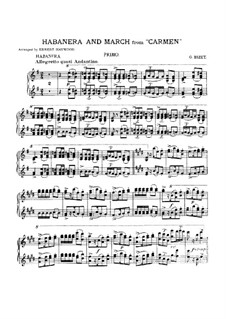 Habanera und Marsch: Für Klavier, vierhändig – Klavierstimme I by Georges Bizet