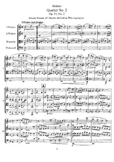 Streichquartett Nr.2 in a-Moll, Op.51: Vollpartitur by Johannes Brahms