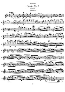 Streichquartett Nr.3 in B-Dur, Op.67: Violinstimme I by Johannes Brahms