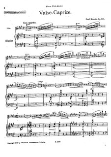 Walzer-Caprice für Flöte und Klavier, Op.201: Partitur, Solostimme by Emil Kronke