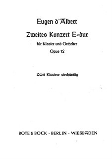 Klavierkonzert Nr.2 E-Dur, Op.12: Klavierauszug by Eugen d'Albert
