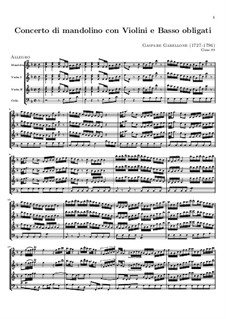 Konzert für Mandoline, zwei Violinen und Basso Continuo: Vollpartitur by Gaspare Gabellone