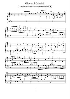 Canzon seconda a quattro: Für Cembalo by Giovanni Gabrieli